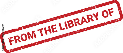 Red From The Library Of Rubber Stamp Impression on White Background