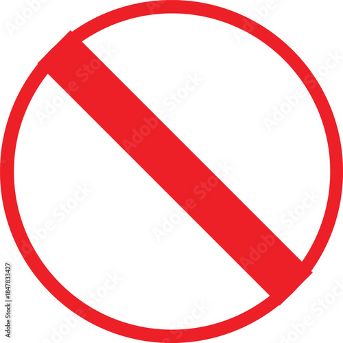 Red Prohibition Symbol Isolated on White Background, Universal No Entry and Forbidden Sign, Minimal Warning Icon for Safety and Restriction Concepts.