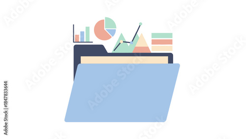 Organized digital data storage with business reports charts and graphs in a folder