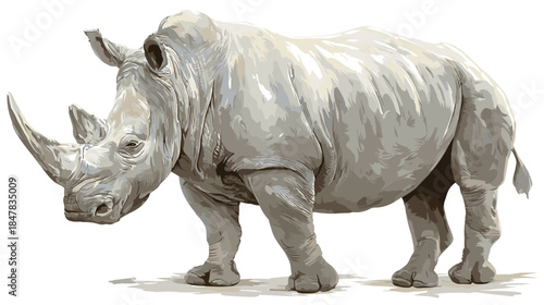 Vector illustration of a rhino isolated on a white background