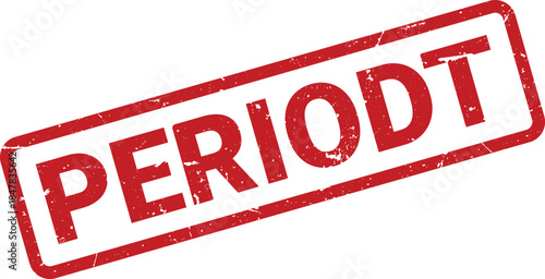 Red PERIODT Rubber Stamp Impression with Distressed Texture Isolated on White Background Resource