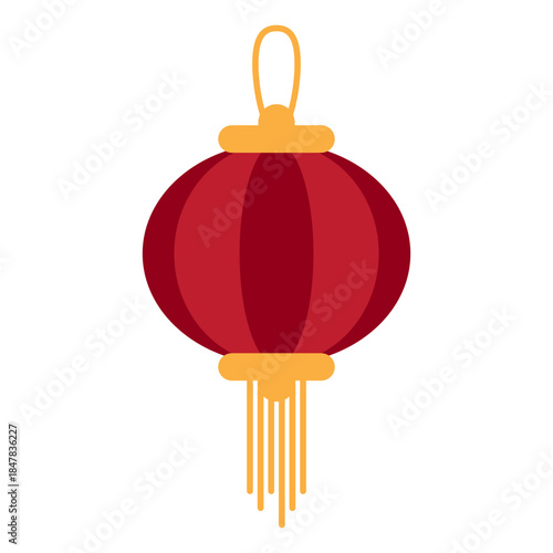 Red lantern icon symbolizing celebration and good fortune for Lunar New Year, Red Chinese lantern icon with golden tassels symbolizing luck, prosperity, and celebration for Chinese New Year