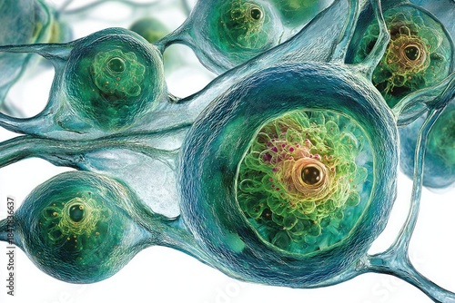 Intricate Neural Network: A captivating close-up of interconnected brain cells, showcasing the complexity and beauty of the human nervous system.