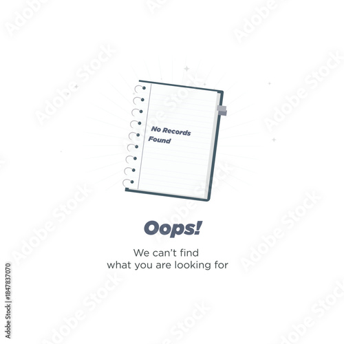 Empty state UI illustration showing no records found message in app interface