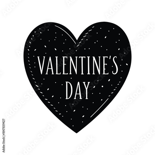 Valentine's Day heart illustration with starry night effect and handwritten text