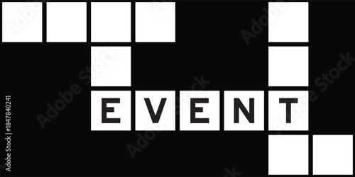 Alphabet letter in word event on crossword puzzle background