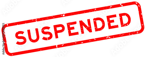 Grunge red suspended word square rubber seal stamp on white background