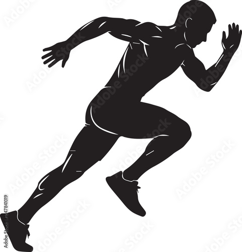 Silhouette of a male athlete sprinting with speed and determination