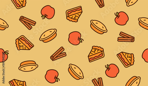 Apple pie pattern background vector design