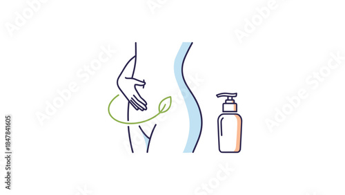 Hand applying natural soap for healthy skin care routine, Generative AI.