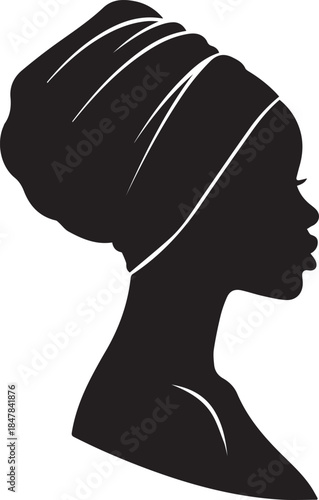 Elegant silhouette of a woman wearing a turban headwrap
