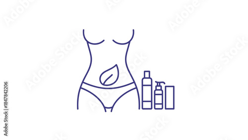 Woman's torso with skincare products for healthy beauty routine, Generative AI.