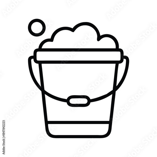 Bucket with Soap Suds Icon - Cleaning and Household Chores Symbol