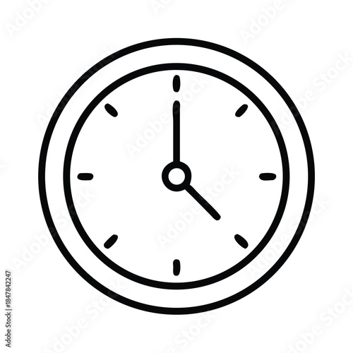 Clock Face Icon - Time Management and Scheduling Symbol in Line Art
