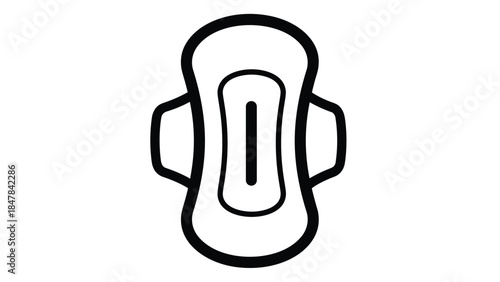 Simple black line art of sanitary pad for hygiene and health, Generative AI.