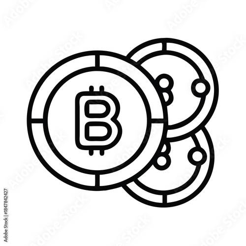 Outline of Bitcoin coins, cryptocurrency and digital money concept