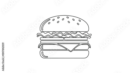 Delicious burger with sesame seed bun and melted cheese, Generative AI.