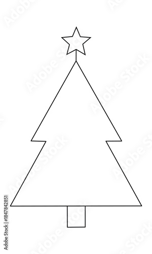 Simple christmas tree outline with star drawing