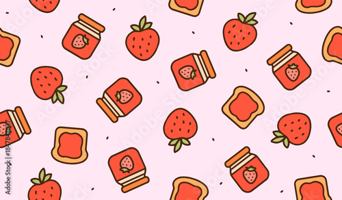 Strawberry jam pattern background vector design