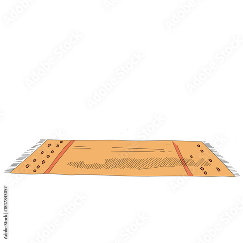 Rolled hemp rug or mat with fringe