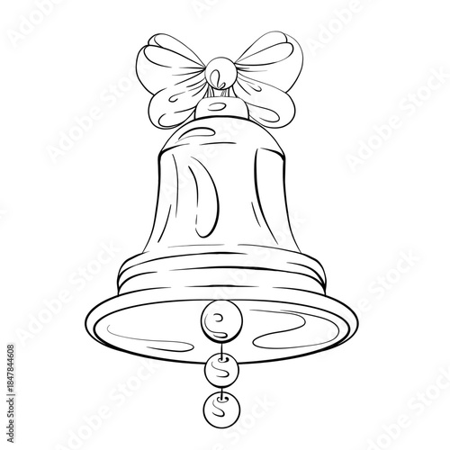 Bell Design With Bow Decorative Style Sketching Artistic Details Craft Ideas for Holiday Ornaments Vibrant Illustrations Creating Festive Atmosphere