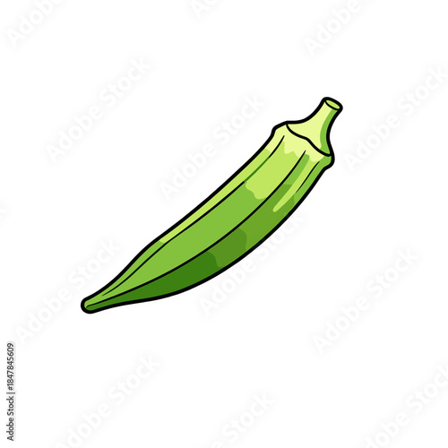 [Vector EPS]Green okra vegetable illustration isolated on white background