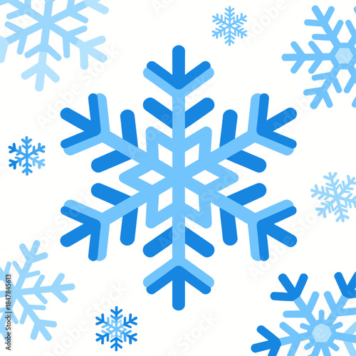 [Vector EPS]Blue snowflakes pattern on white background for winter design