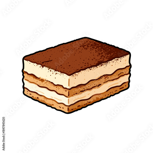 [Vector EPS]A delicious slice of classic tiramisu dessert