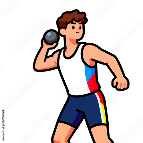 [Vector EPS]A male athlete preparing to throw a shot put