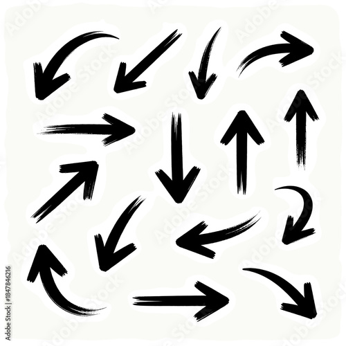 [Vector EPS]A collection of various black hand-drawn arrows in different directions