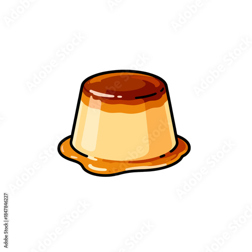 [Vector EPS]Delicious and sweet caramel custard pudding illustration