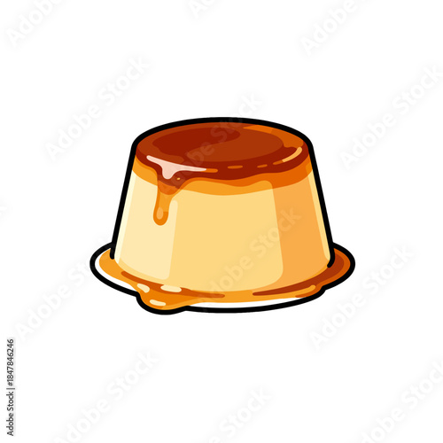 [Vector EPS]Delicious caramel custard pudding with sweet topping