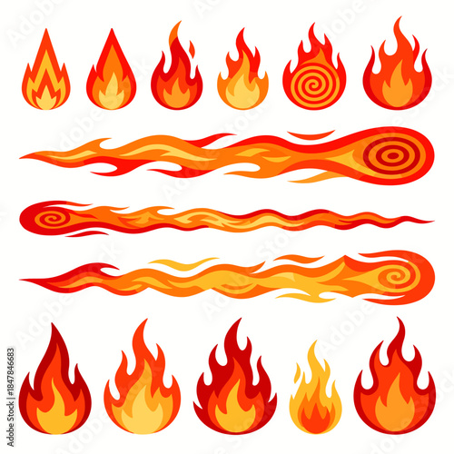 [Vector EPS]Set of various flame designs for different graphic uses