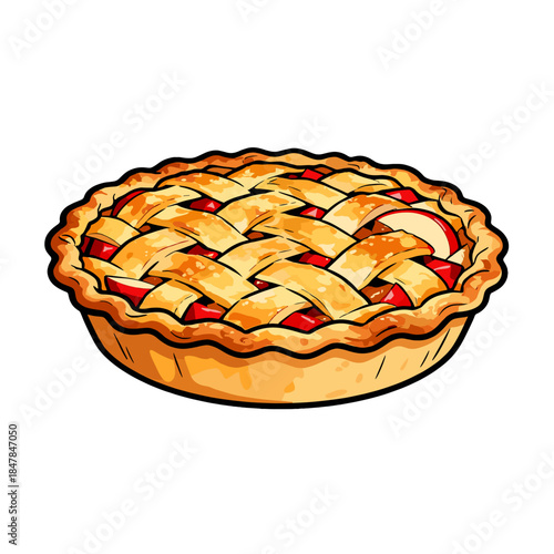 [Vector EPS]Delicious homemade apple pie with lattice crust