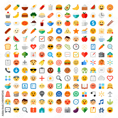 [Vector EPS]A variety of colorful emoji icons collection with different expressions
