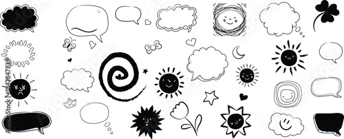 Collection of abstract sun and shape illustrations