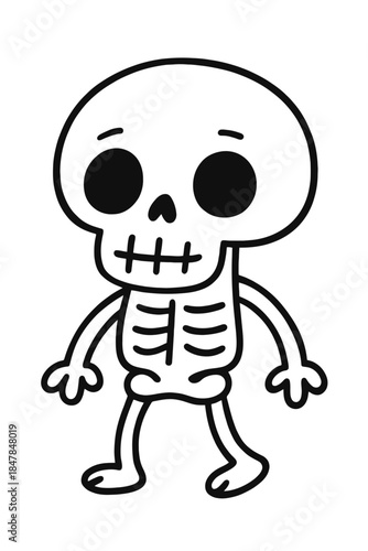 cartoon zombie skull with scare face