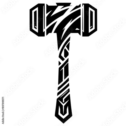 Lightning hammer silhouette vector design