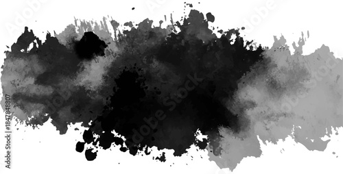Abstract Black Watercolor Ink Splash
