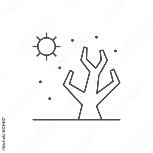 Drought weather line outline icon