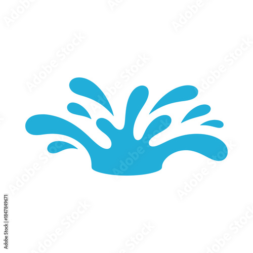A blue water splash graphic on a white background simple and clean