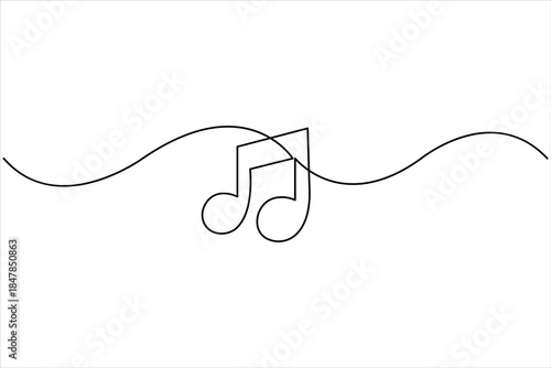 Continuous music note design one line art drawing of music notation musical concept illustration