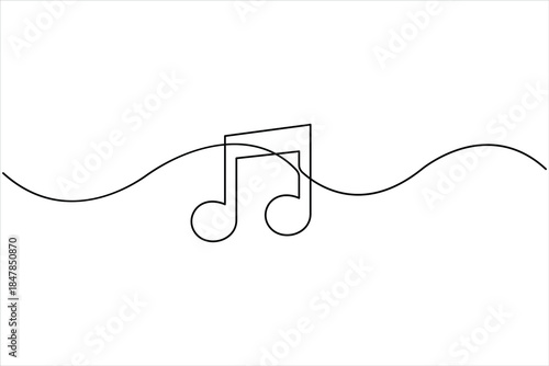 Continuous music note design one line art drawing of music notation musical concept illustration