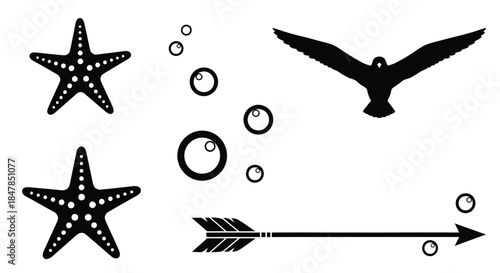 A collection of nautical and directional graphic elements.