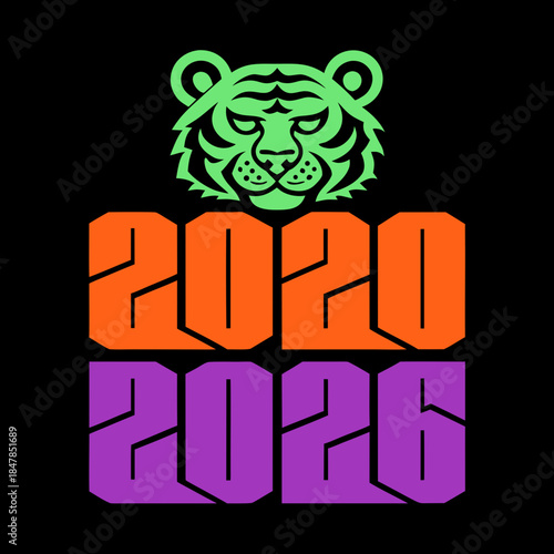 Tiger head with 2020 and 2026