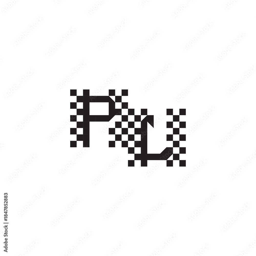 Fototapeta premium Alphabet Logo Monogram Design Modern Abstract Bold PL Initial Pixel Vector Alphabet