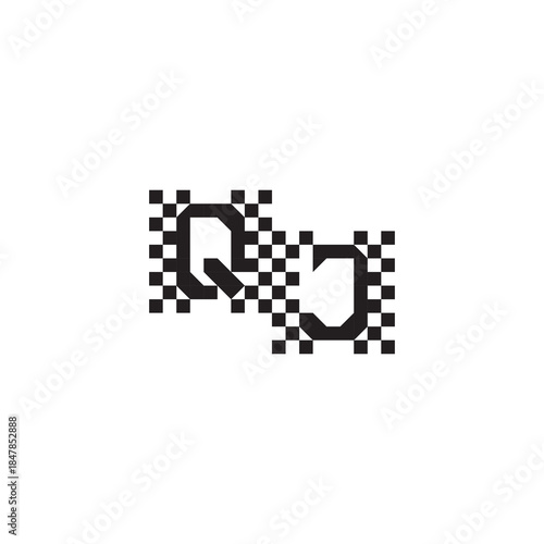 Alphabet Logo Monogram Design Modern Abstract Bold QJ Initial Pixel Vector Alphabet