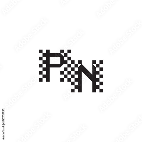 Alphabet Logo Monogram Design Modern Abstract Bold PN Initial Pixel Vector Alphabet