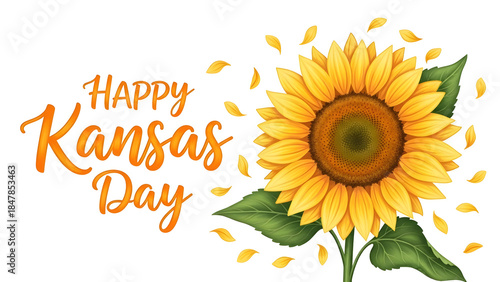 Wallpaper Mural Happy kansas day with a beautiful sunflower illustration Torontodigital.ca