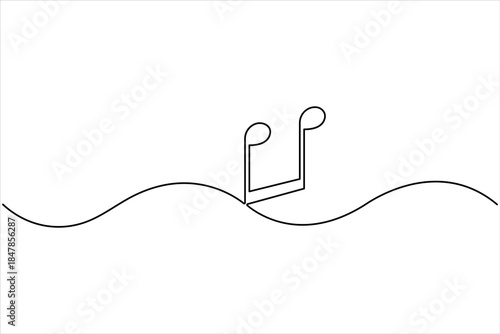 Continuous music note design one line art drawing of music notation musical concept illustration